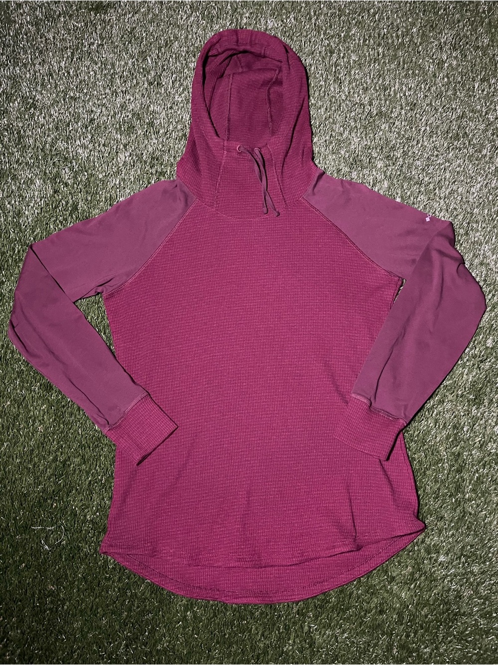 Women’s X-Large Columbia Waffle-Knit Hooded Pullover Sweater - Maroon